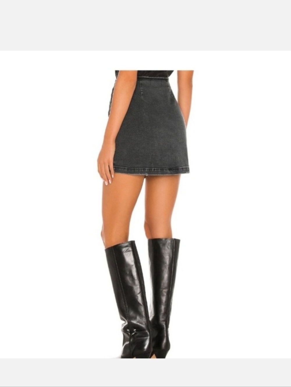 Retrofete Willa  Mini Skirt Revolve Black Denim Wash Sz Small  Italy - Picture 9 of 10